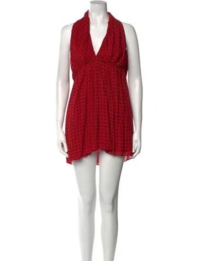 Pre-owned Saint Laurent Printed Mini Dress W/ Tags In Red
