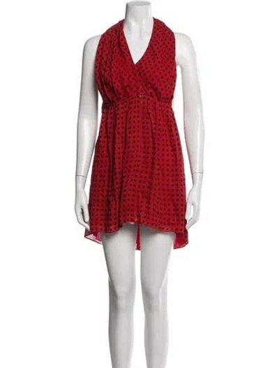 Pre-owned Saint Laurent Printed Mini Dress W/ Tags In Red