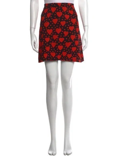 Pre-owned Saint Laurent Printed Mini Skirt In Red