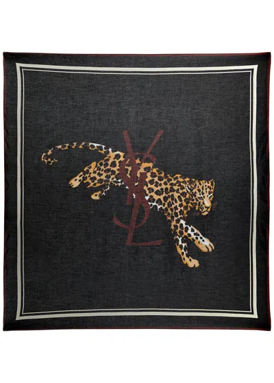 Saint Laurent Square Scarf In Black