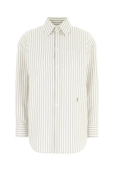 Saint Laurent Striped Pattern Long Sleeves Shirt In Neutral