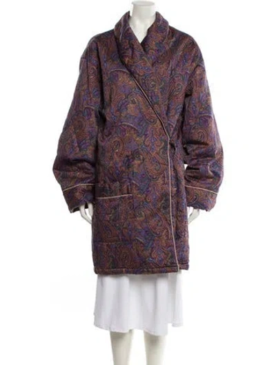 Pre-owned Saint Laurent Printed Robe In Purple