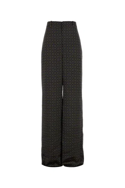 Saint Laurent Printed Satin Wide-leg Pants In Black