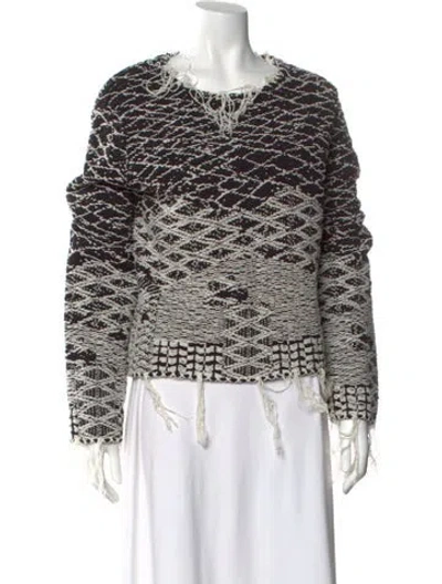 Pre-owned Saint Laurent Printed Scoop Neck Sweater In Black