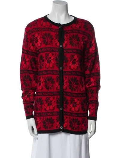 Pre-owned Saint Laurent Printed Scoop Neck Sweater In Red