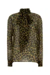 Saint Laurent Printed Silk Blouse In Brown