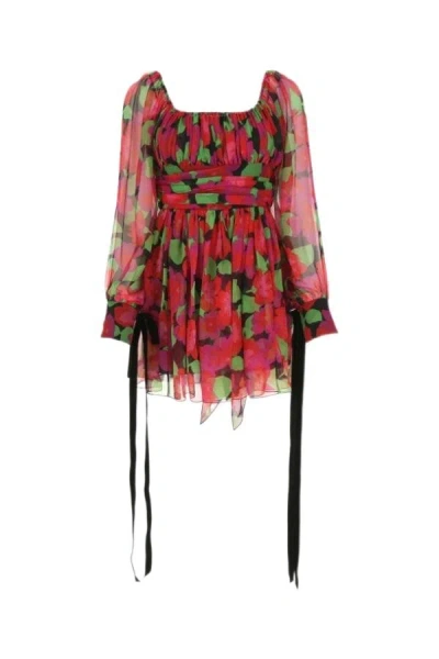SAINT LAURENT SAINT LAURENT PRINTED SILK MINI DRESS