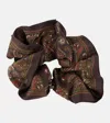 Saint Laurent Printed Silk Pocket Square In Brown