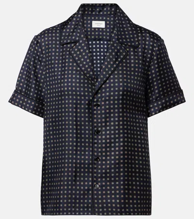 Saint Laurent Printed Silk Satin Pajama Shirt In Black
