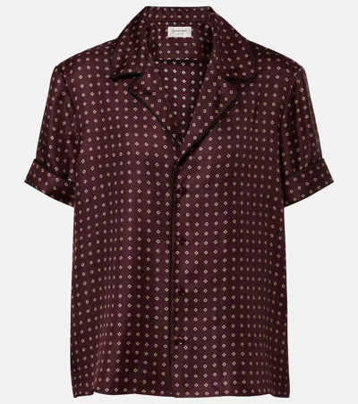 Saint Laurent Printed Silk Shirt In Brown