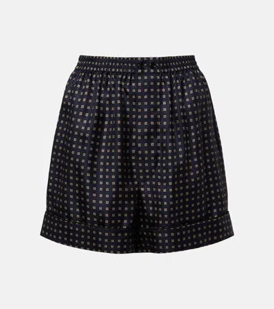 Saint Laurent Printed Silk Shorts In Blue