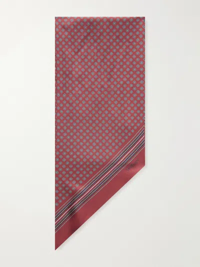 Saint Laurent Silk Twill Geometric Jacquard Scarf In Multi