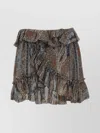 Saint Laurent Printed Skirt With Elastic Waistband And Ruffled Hem