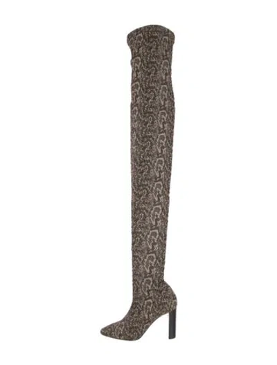Pre-owned Saint Laurent Printed Sock Boots In Brown