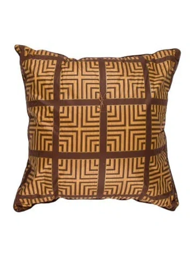 Pre-owned Saint Laurent Printed Throw Pillow In Brown/neutrals