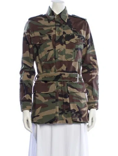 Pre-owned Saint Laurent Printed Utility Jacket In Green
