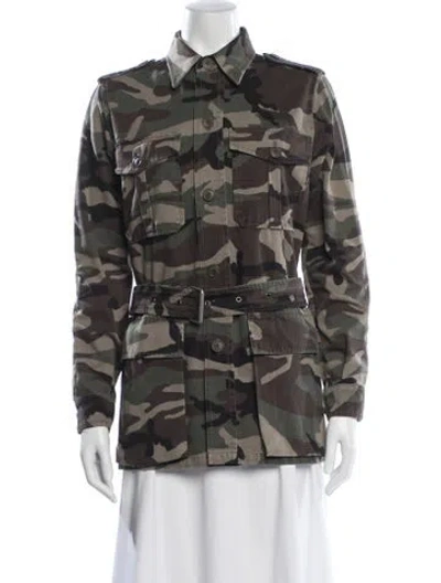 Pre-owned Saint Laurent Printed Utility Jacket In Green