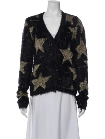 Pre-owned Saint Laurent Printed V-neck Sweater In Blue