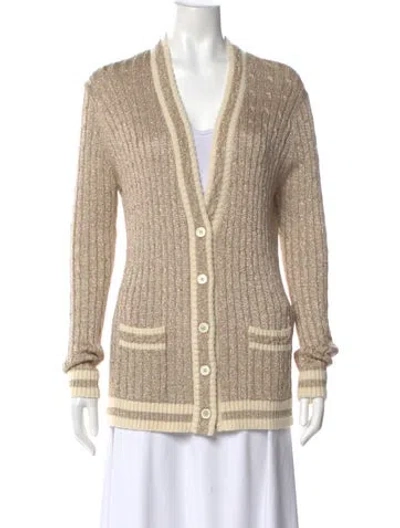 Pre-owned Saint Laurent Printed V-neck Sweater In Neutral