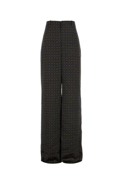 SAINT LAURENT PRITNED SATIN WIDE-LEG PANT