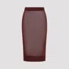 Saint Laurent Transparent Sheath Midi Skirt In Brown