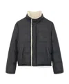Saint Laurent Faux-shearling Semi Shiny Puffer Jacket In Black