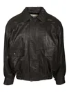 Saint Laurent Balloon Lambskin Bomber Jacket In Black