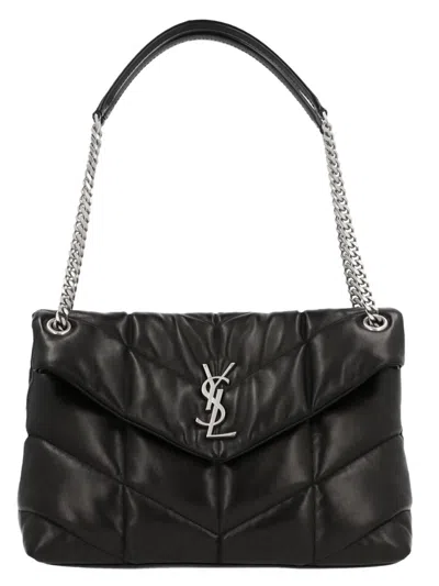 Saint Laurent ‘puffer Loulou' Midi Shoulder Bag In Black