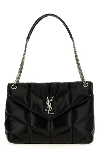 Saint Laurent ‘puffer Loulou' Midi Shoulder Bag In Black