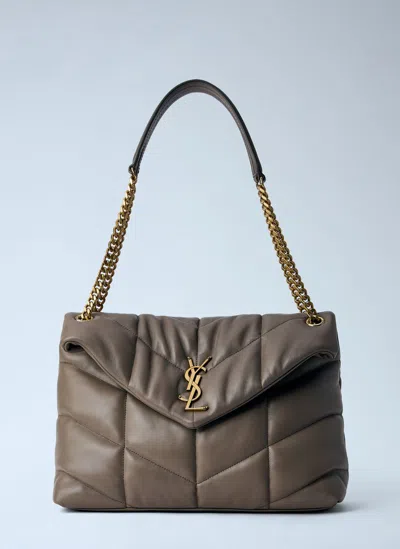 Saint Laurent Puffer Medium Shoulder Bag In Brown