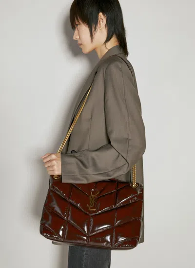 Saint Laurent Puffer Medium Shoulder Bag In Brown
