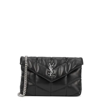 Saint Laurent Puffer Mini Leather Shoulder Bag In Black