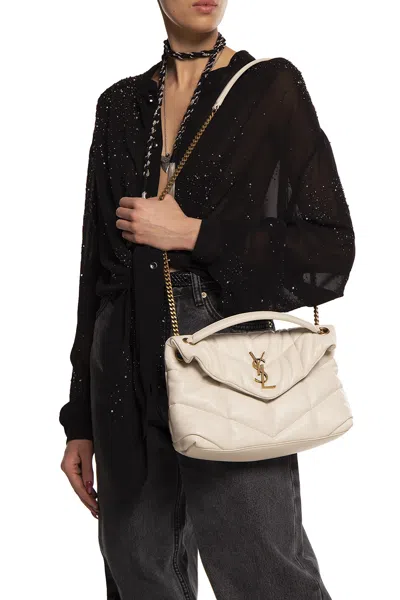 Saint Laurent ‘puffer' Shoulder Bag In Cream