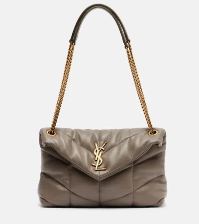 Saint Laurent Puffer Small Quilted Leather Shoulder Bag In Gray