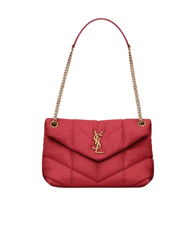 SAINT LAURENT SAINT LAURENT LOGO PLAQUE PUFFER CHAINED SHOULDER BAG