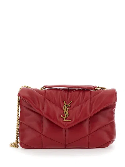 Saint Laurent 'puffer Tony' Red Crossbody Bag With Cassandre In Quilted Leather Woman In Multicolor