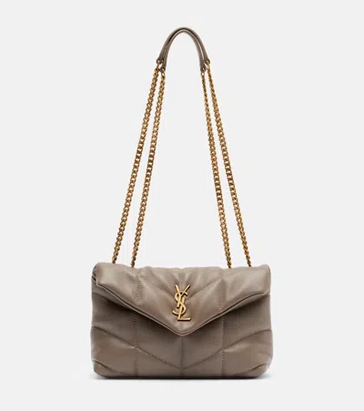 Saint Laurent Puffer Toy Leather Shoulder Bag In Gray