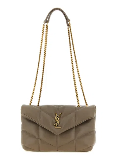Saint Laurent Puffer Toy Shoulder Bag In Brown
