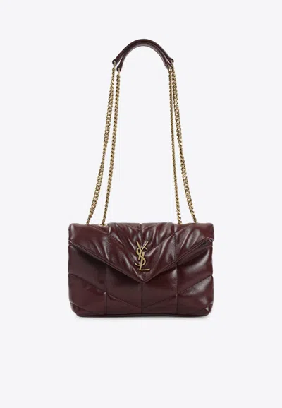 Saint Laurent Puffer Toy Shoulder Bag In Burgundy