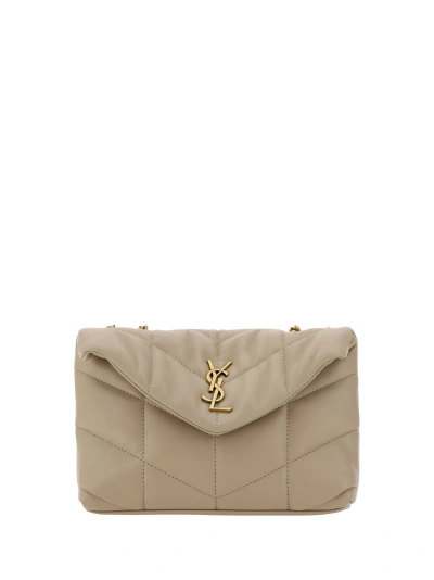 Saint Laurent Puffer Toy Shoulder Bag In Dark Beige