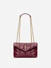 Saint Laurent Mini Loulou Puffer In Shiny Leather Bags In Red