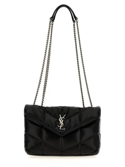 SAINT LAURENT PUFFER TOY SHOULDER BAGS BLACK