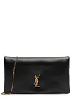 Saint Laurent Puffy Leather Wallet-on-chain In Black