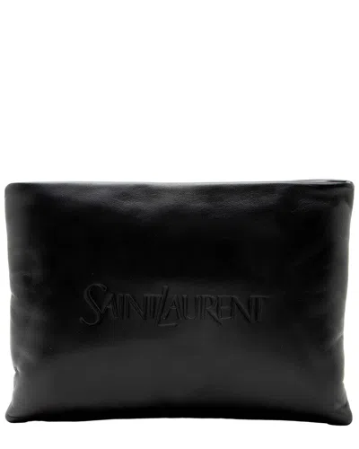 Saint Laurent Puffy Pouch (authentic Pre-loved) In Black