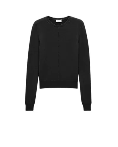 Saint Laurent Pull Col Rond In Black