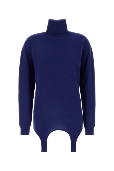 SAINT LAURENT MAGLIONE IN CASHMERE BLU ELETTRICO DONNA