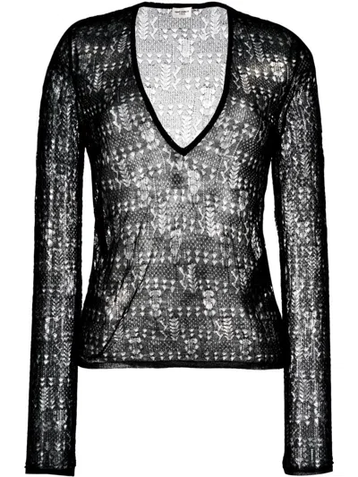 SAINT LAURENT SAINT LAURENT PULL LOOSE COL V MAILLE DEJAUG