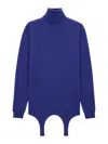 Saint Laurent Women Cashmere Sweater With Garter Detail In Blue