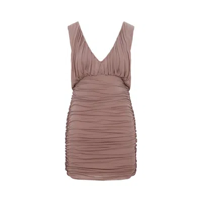 SAINT LAURENT SAINT LAURENT PURE PINK CUPRO MINI DRESS