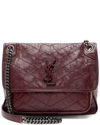 Saint Laurent Purple Calfskin Niki Medium Shoulder Bag (authentic Pre-loved) In Burgundy